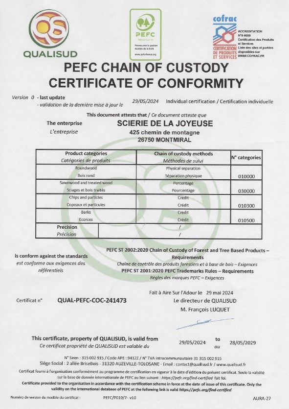 Certificat PEFC